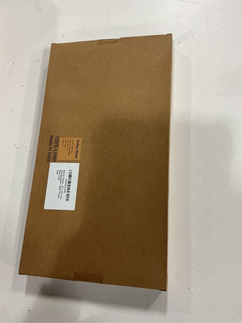 Condition photo showing New/Like New for Solino Home Linen Tablecloth 52 x 52 Inch - 100% Pure Linen Windowpane Red Square Tablecloth for Valentines - Machine Washable Table Throw Red 52" x 52" (Square)