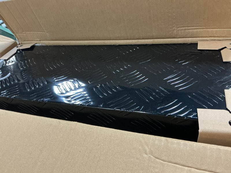 Condition photo showing Good Condition for 24'' inch stripes plated atv utv aluminum tool box truck bed toolbox waterproof square storage organizer with lock and keys black(?24" l x 9.5" w x 12.5" h) 24''x9.5''x12.5''-black