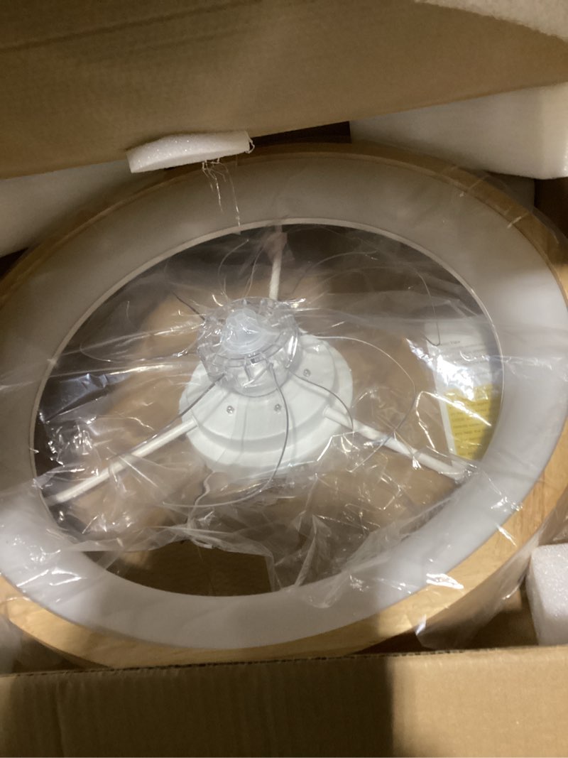 Condition photo showing Good Condition for 24” Low Profile Ceiling Fan with Light,3 Color Dimmable LED,6 Speeds,Reversible DC Motor,Wooden Flush Mount Ceiling Fans with Lights and Remote for Bedroom/Kidsroom/Dinng Room Wood-SM-FSD-24