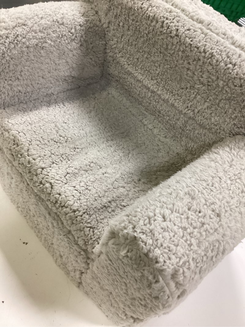 Condition photo showing Good Condition for alimorden kids ultra-soft snuggle foam filled chair, toddler cuddly sherpa reading couch for boys and girls, light grey