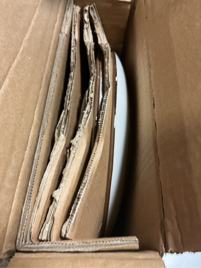 Condition photo showing Good Condition for famiware eden embossed plates and bowls sets, stoneware dinnerware with gold trim, 12-piece luxury dishes for 4, everyday & formal use, chip/scratch resistant, microwave/dishwasher safe, white circle white circle service for 4 (dinner set)