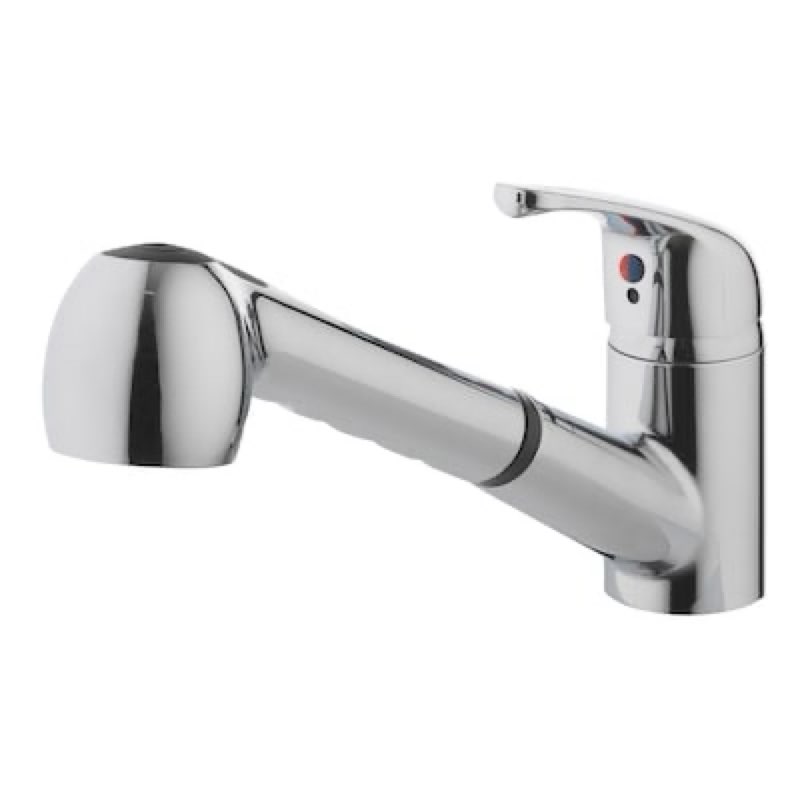 project source chrome 1-handle deck-mount utility faucet with pulldown sprayer