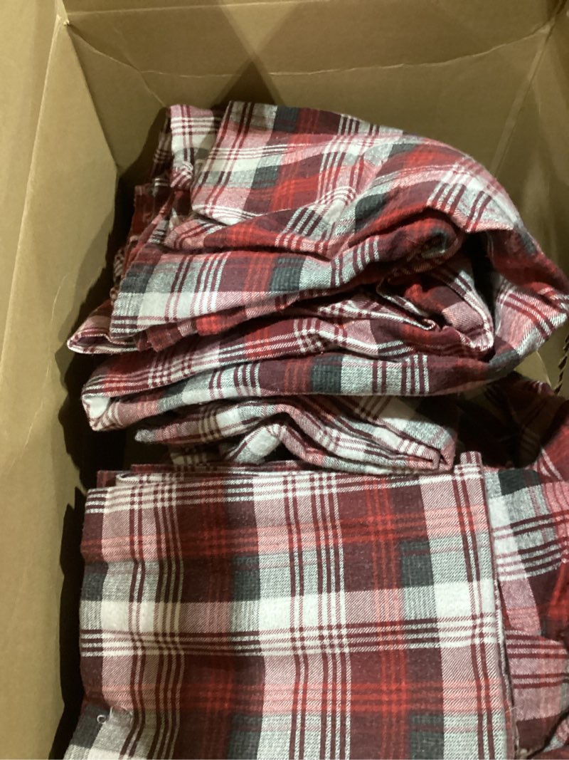 Condition photo showing As Is for Woolrich Cotton Sheet Set Cottage Charms Print, 100% Cotton Flannel Sheets Warm & Fuzzy Bedding Set King Size Sheets, Fitted Pocket Fits Up to 14" Mattress, King Red Plaid, 4 Piece