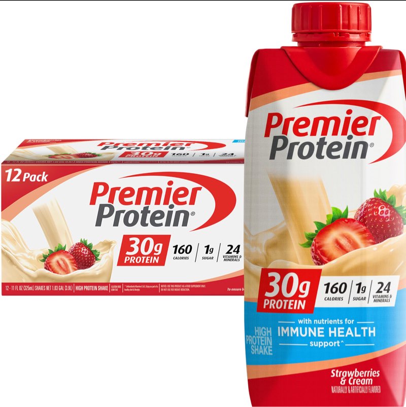 ( best by: 12apr 2026)premier protein protein shake, strawberries & cream, 30g protein, 1g sugar, 11 fl oz pack of 12