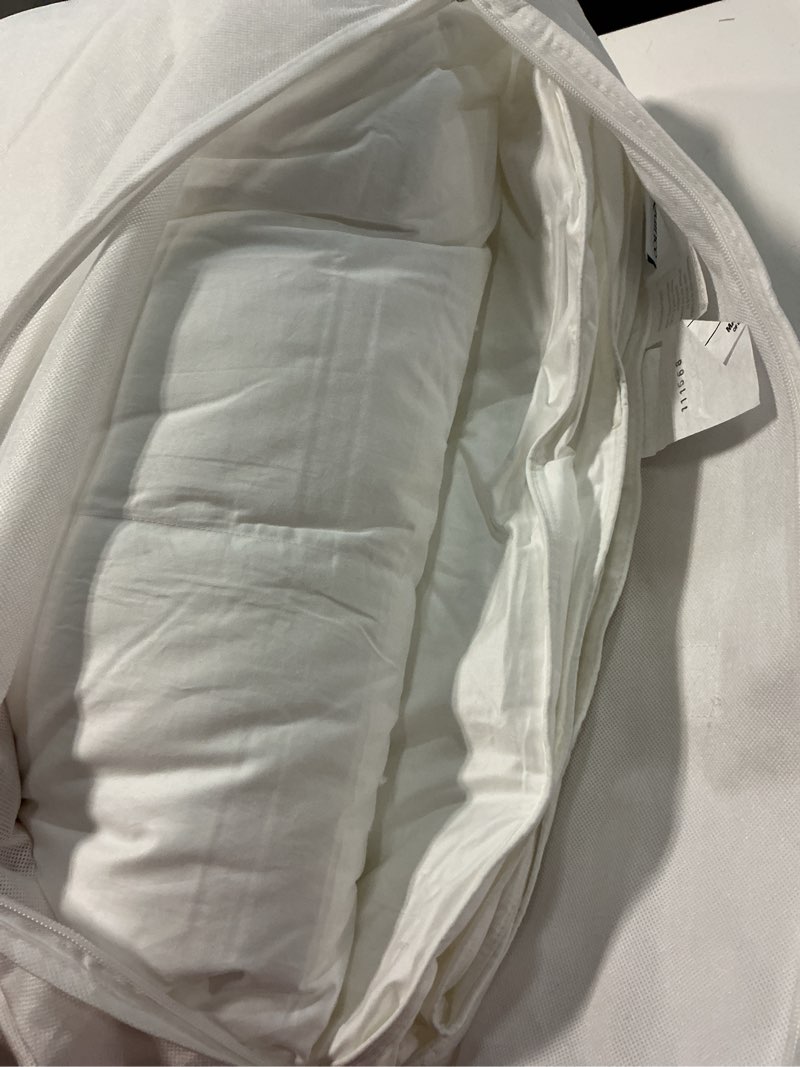 Condition photo showing As Is for lightweight premium down alternative comforter, king/cal king, white
