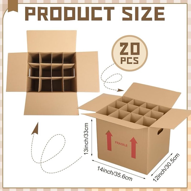 tatuo 5 pack wine bottle moving box 14 x 12 x 13 inch corrugated 12 bottle wine shipping box kitchen