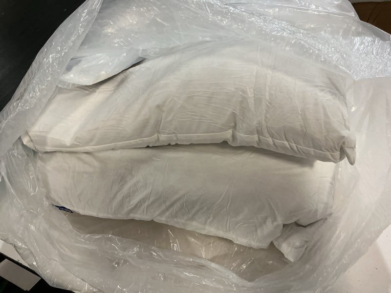 Condition photo showing As Is for miulee 24x24 euro pillow inserts, set of 2 down feather throw pillows for couch sofa bed, decorative fluffy throw pillow inserts cotton fabric,white 2 24x24 inch