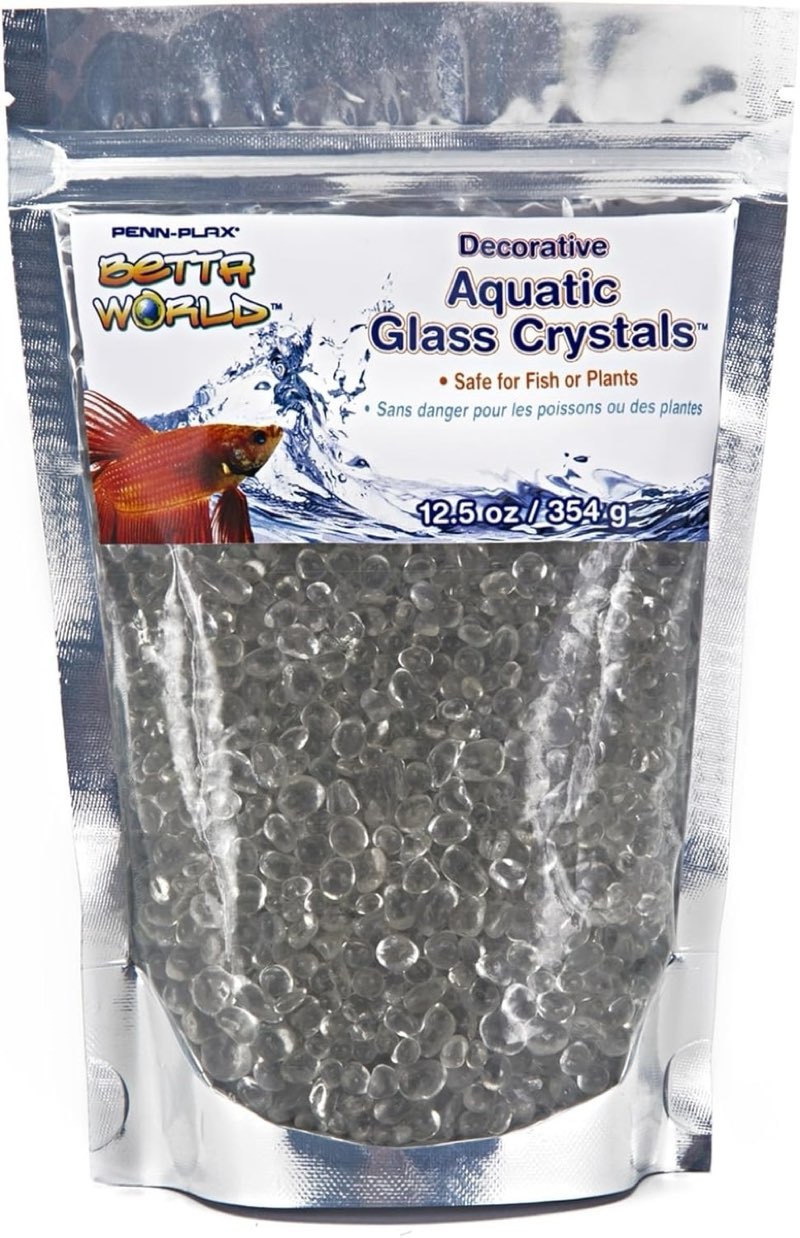 Penn-Plax Aquatic Glass Crystal Sand Fish Ornament, White