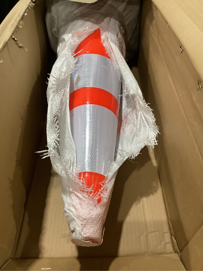 Condition photo showing New/Like New for battife 28 inch traffic cones with black weighted base, pvc orange safety cones for traffic control, construction events, driveways, and parking lots (8 pack) 28inch orange 8