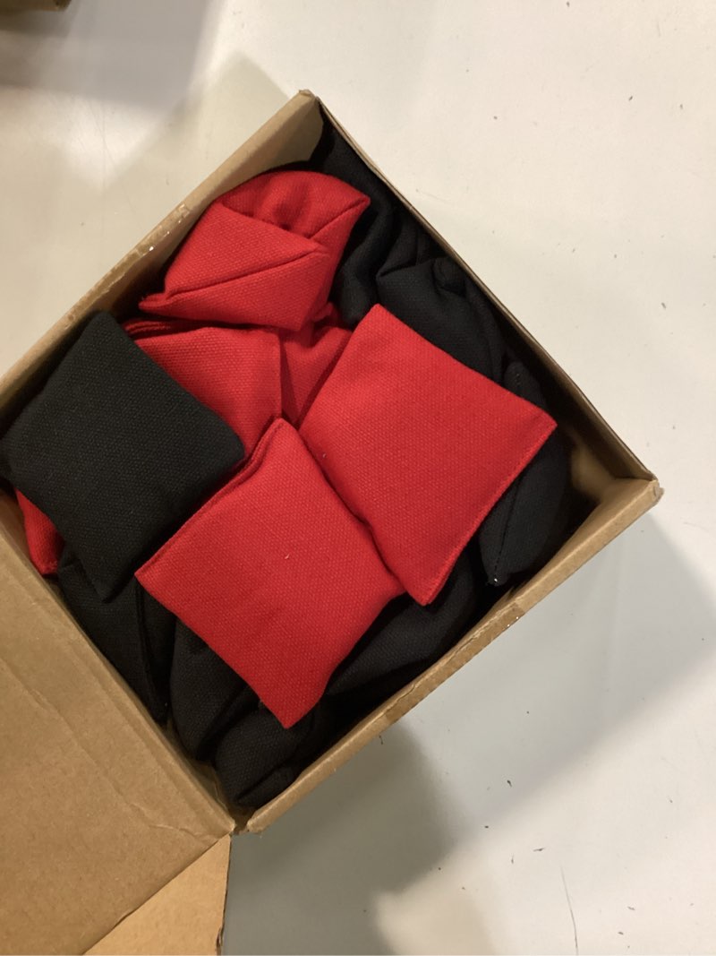 Condition photo showing Good Condition for sotiff 24 pcs bean bags mini nylon cornhole bean bags for kids tossing fun sports outdoor family games carnival toy patriotic small beanbag hand toss party game supplies for kid adult (red black) red, black