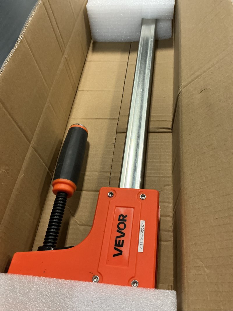 Condition photo showing Good Condition for VEVOR Bar Clamps for Woodworking, 2-Pack 36 inch Parallel Clamp Set, F-Clamp with 1500 lbs Load Limit, Even Pressure, High-strength Plastic and Carbon Steel, for Woodworking Metal Working, Orange 36"