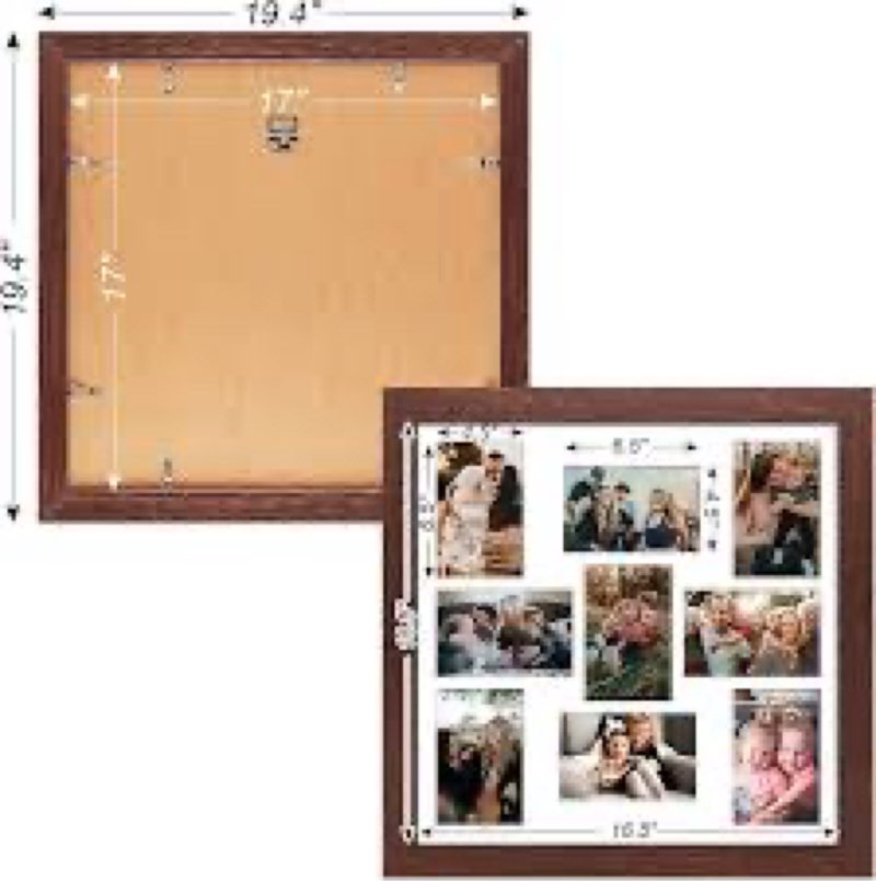 Gaevuian 17x17 Picture Frame Display 9 opening 4X6 Picture Frame Collage,Multi Photo Frame with Mat,
