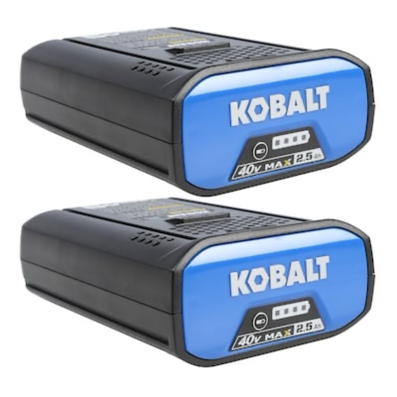 kobalt 2-pack 40-volt max 2.5 ah rechargeable lithium ion (li-ion) cordless power equipment battery