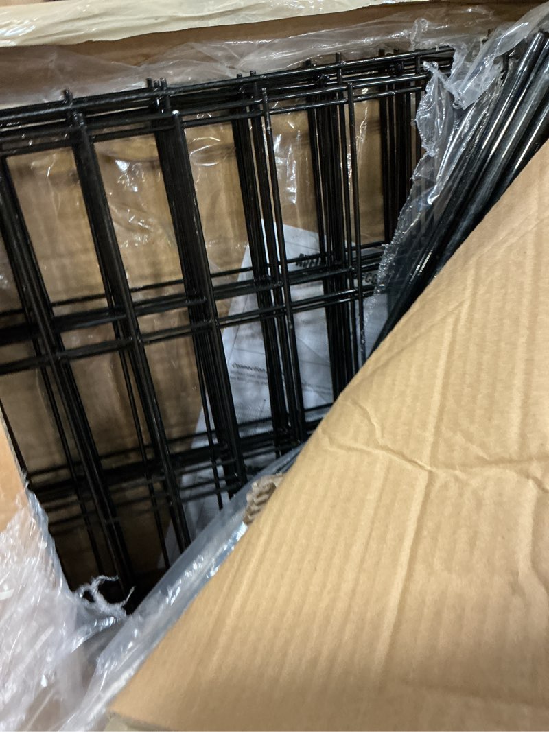 Condition photo showing Good Condition for 10 panels tall garden animal barrier fence with gate, 42 in(h) x 24.5 ft(l) no dig decorative garden fence outdoor for yard, heavy duty rustproof metal edging border for dog, rabbits 10 panels with gate, 24.5ft(l) x 42in(h) black
