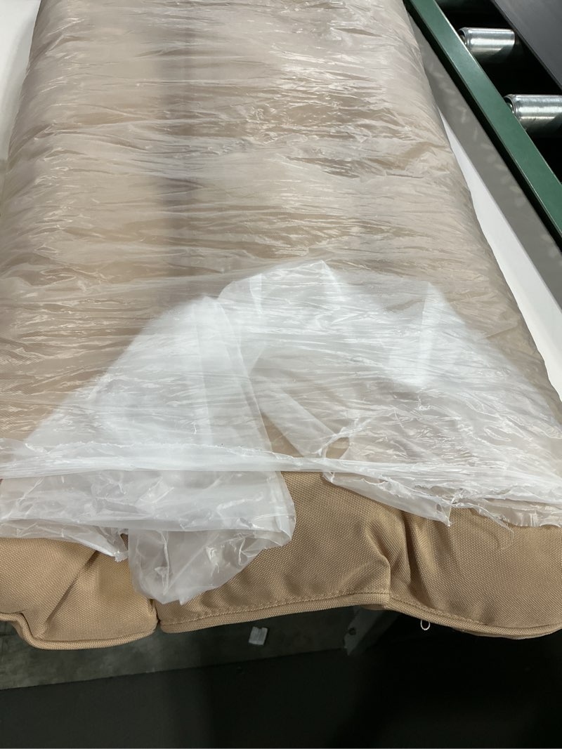 Condition photo showing Good Condition for ipynbap outdoor bench cushion, 48x18x5 inch, waterproof bench cushion for outdoor/indoor furniture, tufted patio bench seat cushion, fade resistant outdoor cushions for porch swing couch, beige beige 48x18x5 inch
