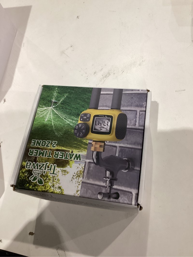 Condition photo showing New/Like New for Sprinkler Timer Outdoor with Brass Swivel Water Timer for Garden Hose 2 Zone Programmable/Rain Delay/Manual/Automatic Irrigation Controller-Sprinkler System for Garden/Lawn/Yard/Pool