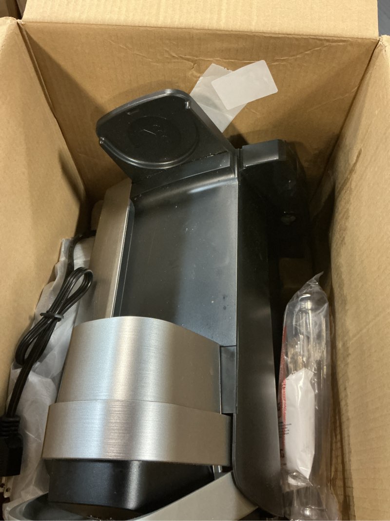 Condition photo showing As Is for Keurig K-Elite Single Serve K-Cup Pod Coffee Maker, with Strength and Temperature Control, Iced Coffee Capability, 8 to 12oz Brew Size, Programmable, Brushed Silver