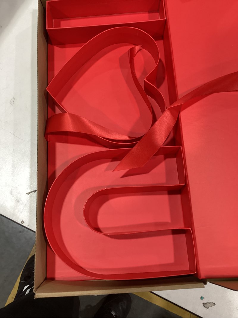 Condition photo showing New/Like New for WENPACK Empty Flower Gift Box I Love U Cardboard Letter Shaped Fillable Chocolate Strawberry Flower Packaging (Red)