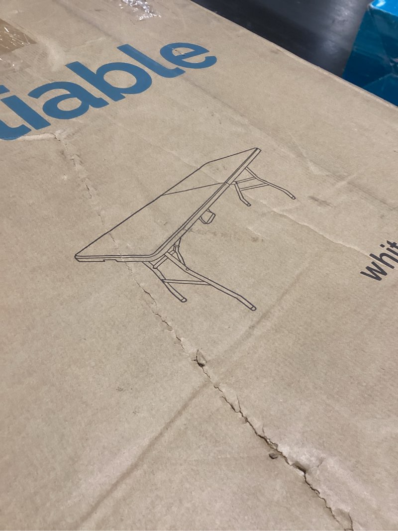 Condition photo showing New/Like New for Folding Table 6ft Portable Heavy Duty Plastic Fold-in-Half Utility Foldable Table Plastic Dining Indoor Outdoor for Camping, Picnic and Party, White White 6FT