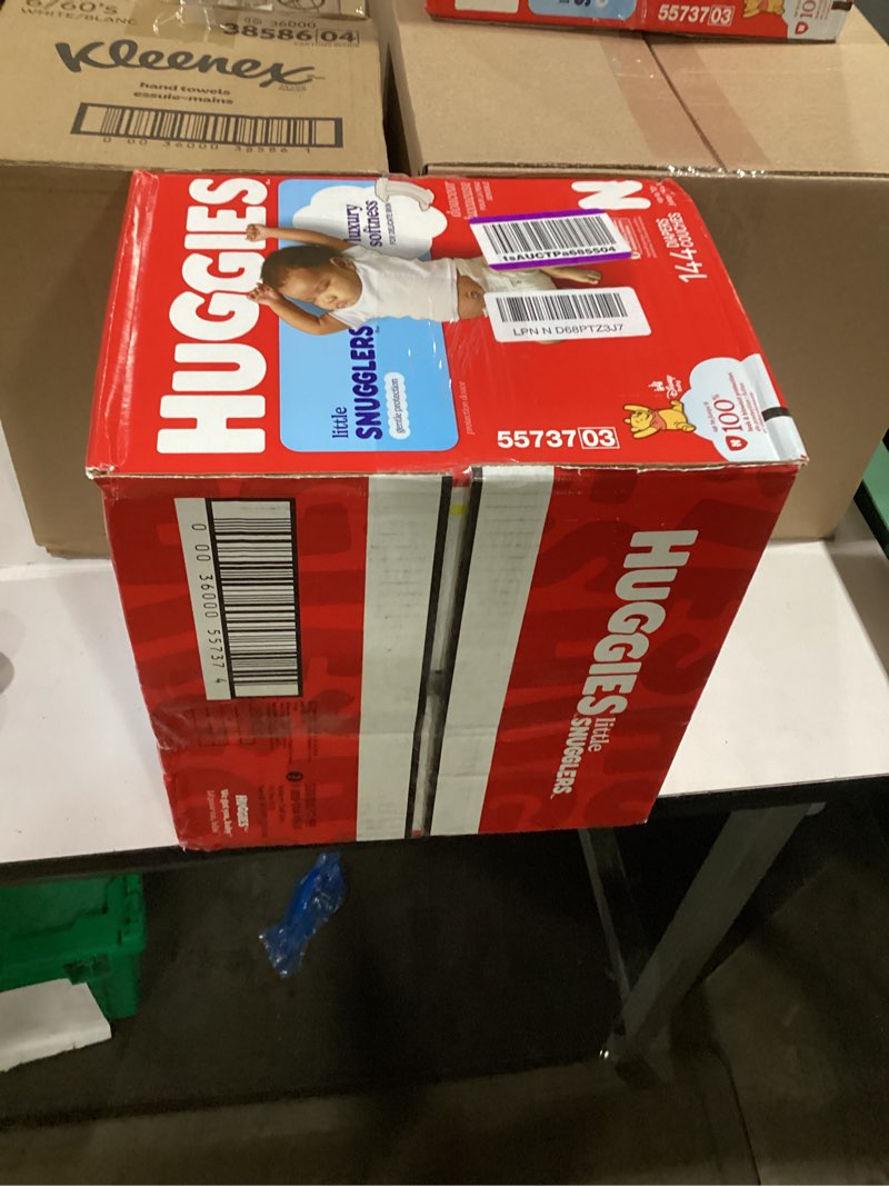 Condition photo showing Good Condition for huggies little snugglers newborn diapers, 144 count newborn 144