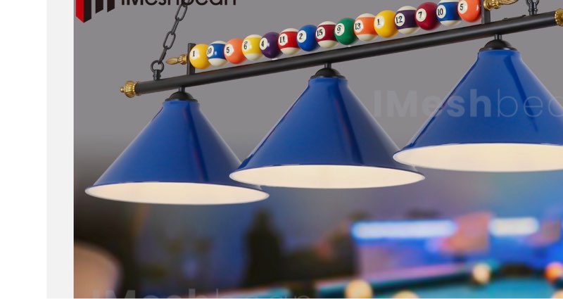 (104) Luces de mesa de billar ajustables de 4 luces para mesa de billar de 7 a 8 pies, lampara colgante de iluminación con pantallas de metal para salas de juegos (bombilla no incluida) (azul) Opción Amazon