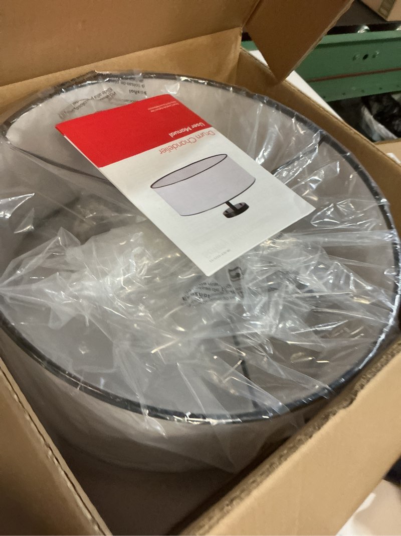 Condition photo showing New/Like New for VONLUCE Semi-Flush Mount Ceiling Light, 15" Modern 3-Light Ceiling Light Fixture with White Drum Shade 3 E26 Sockets for Bedroom Entryway Living Room, Black Finish, ETL Certificated Black 15"