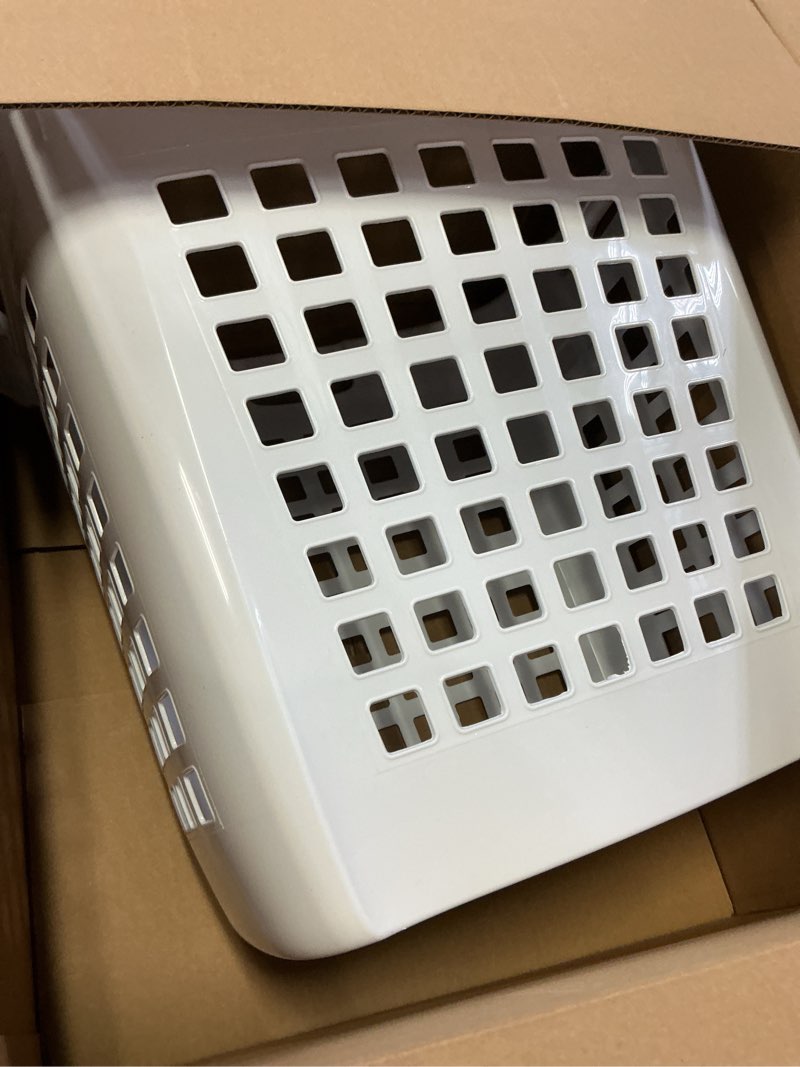 Condition photo showing Good Condition for Sterilite Ultra Easy Carry Laundry Hamper, Comfort Handles to Easily Carry Clothes Between the Bedroom and Laundry Room, Plastic, White, 4-Pack White 4 Pack