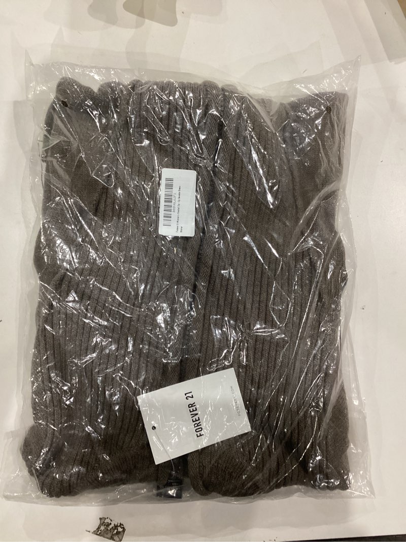 Condition photo showing As Is for Forever 21 Womens Hooded Zip-up Sweater Small Brown