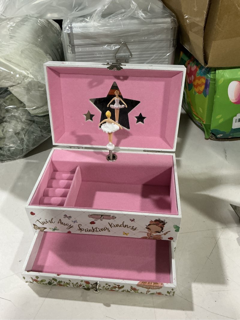 Condition photo showing Good Condition for binkegg play [ you are my sunshine ] (60 tunes option) children jewelry box with pullout drawer ballerina jewelry storage music box for girls with sankyo musical mechanism 04. ballerina jewelry box you are my sunshine