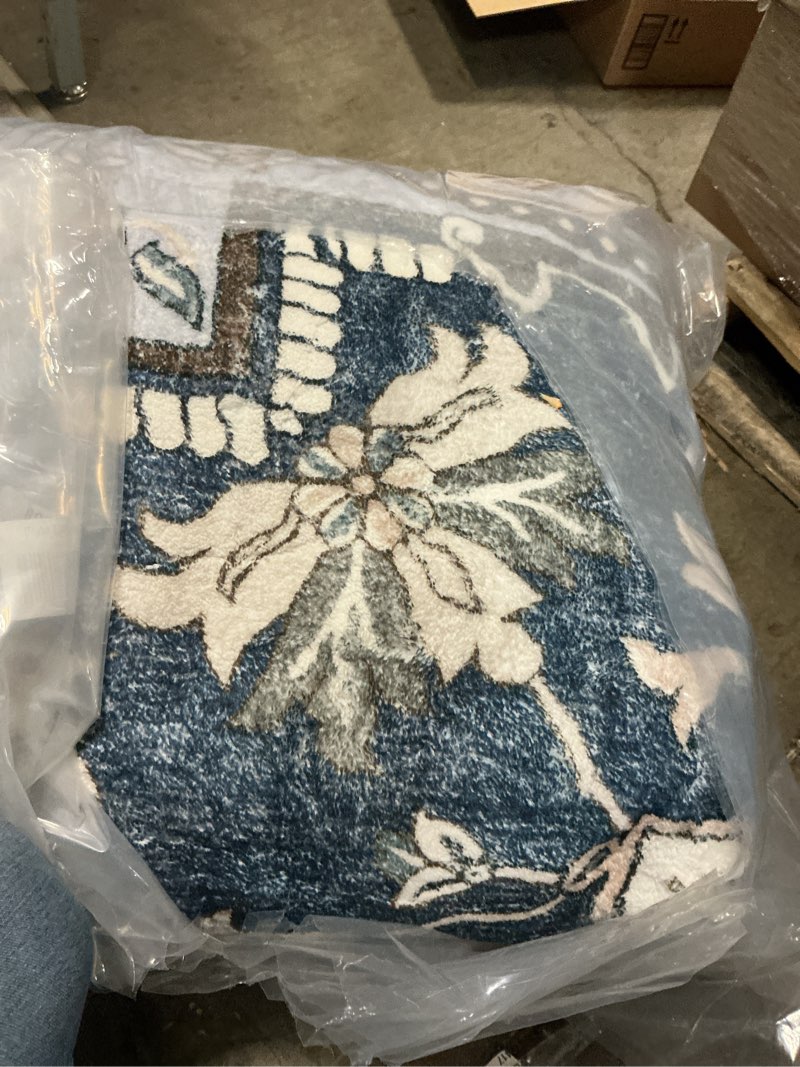Condition photo showing Good Condition for OPPODREAM Soft 10x14 Area Rugs, Washable Rugs 10x14 with Non Slip Backing, Low-Pile Faux Cashmere 10 x 14 Carpet, Navy Blue & Gold 10' x 14' (Rectangular) Blue & Gold