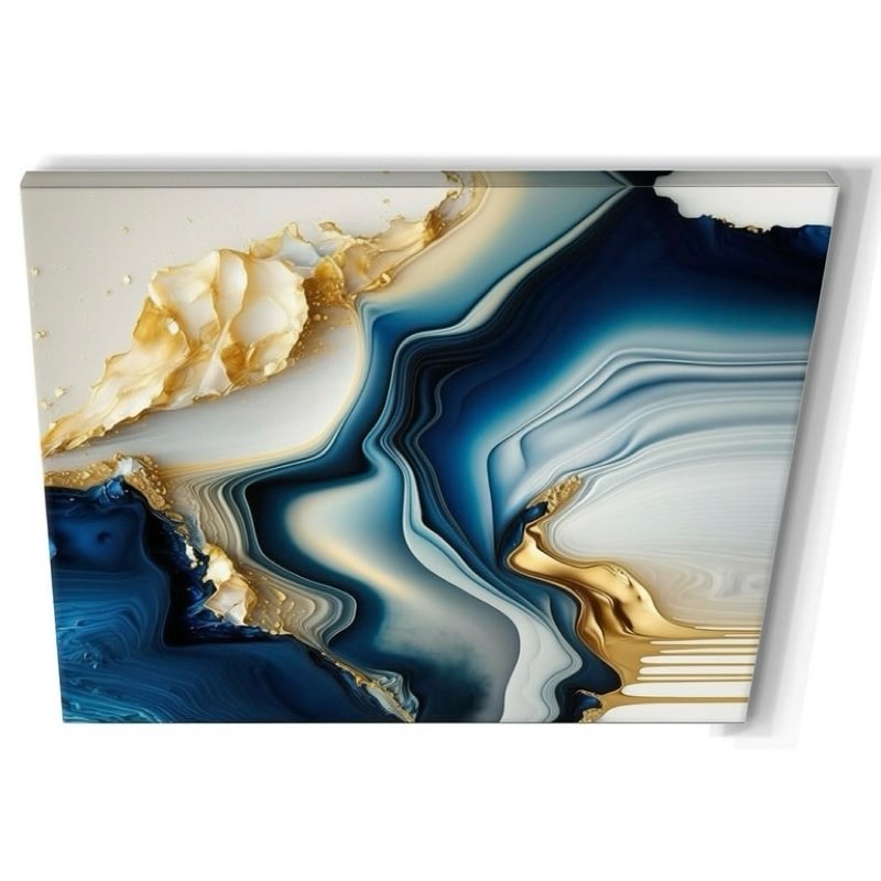 Abstract Geode Gold and Blue Marble Shape III - Modern Print 30x40in