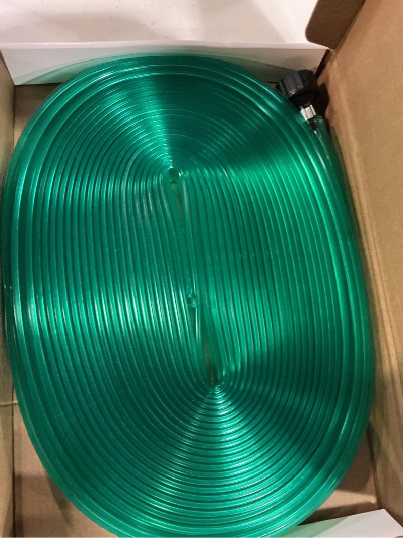 Condition photo showing New/Like New for heavy duty sprinkler and soaker hose 50ft ground soaker garden hose savings 70% water dripping water hose perfect for garden flowers beds, 50ft, green green 50 feet