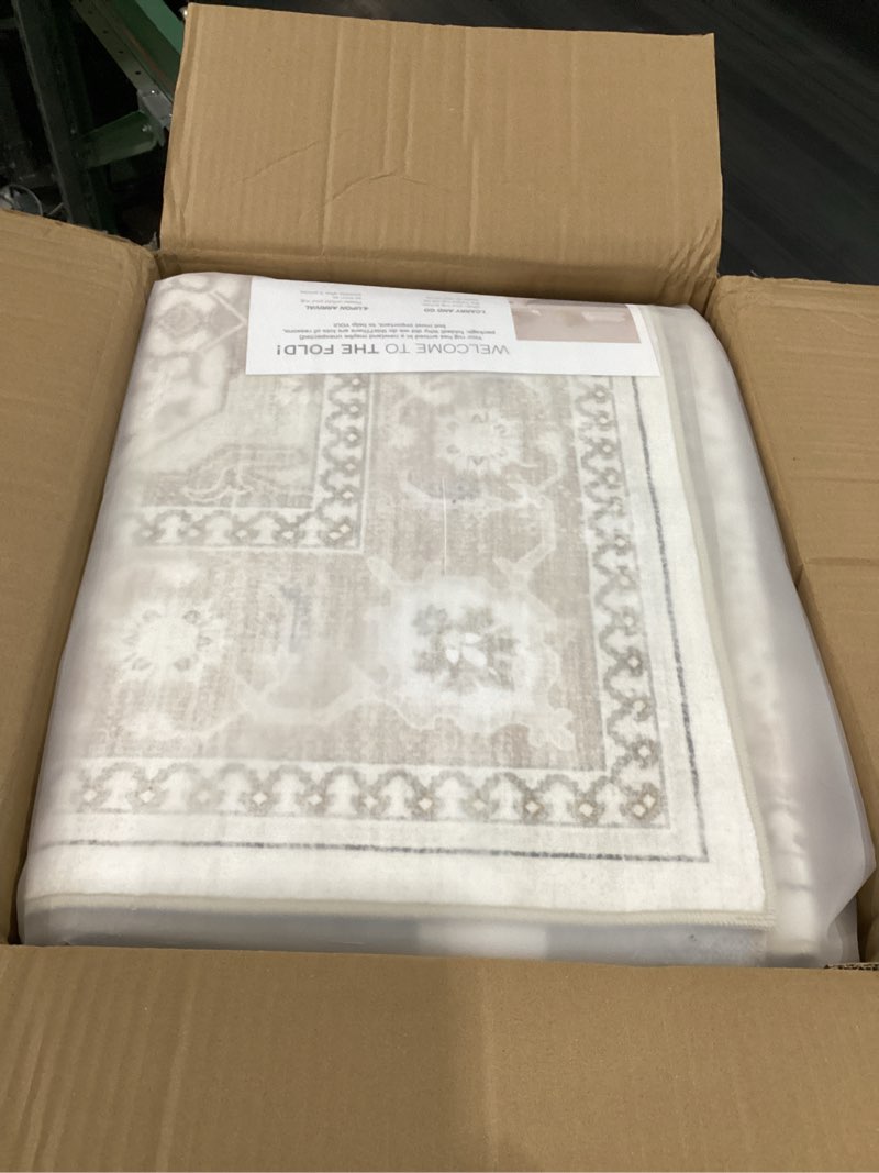 Condition photo showing New/Like New for soalmost 8x10 area rugs, washable rugs, large stain resistant beige area rug for living room bedroom dining room, vintage farmhouse rug beige/brown 8' x 10' (rectangular)