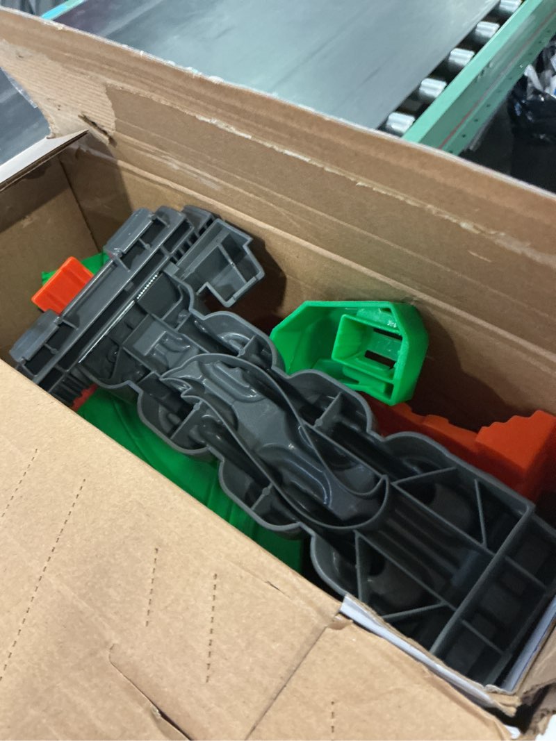 Condition photo showing Good Condition for Hot Wheels Toy Monster Trucks, Sharks vs. Dinos Dragon Destruction Playset with 1:64 Scale Great Bite & Rageasaur, Race to Defeat The Cyborg Nemesis Dragon Track Set