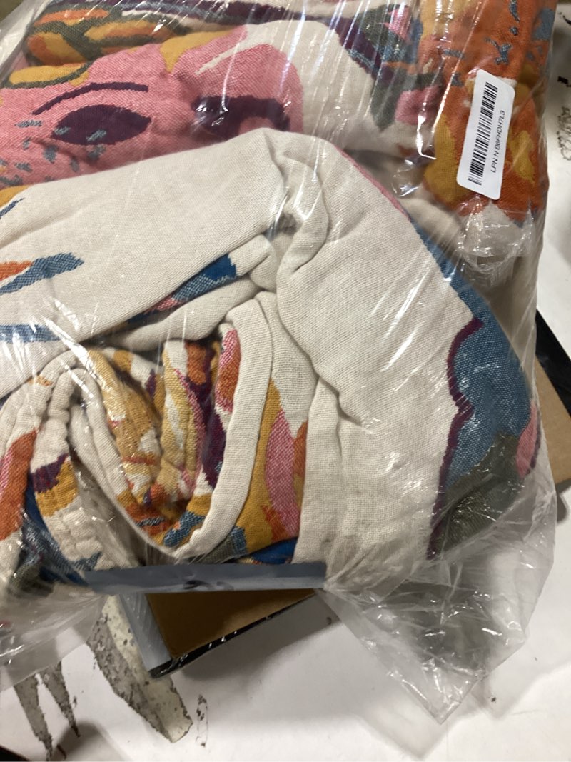 Condition photo showing New/Like New for throw blankets for bed couch cotton boho throw blanket quilt king blanket,soft gauze butterfly and floral doubel side embroidery 90"x108" bed muslin cozy king blanket floral butterfly king(90"x108")
