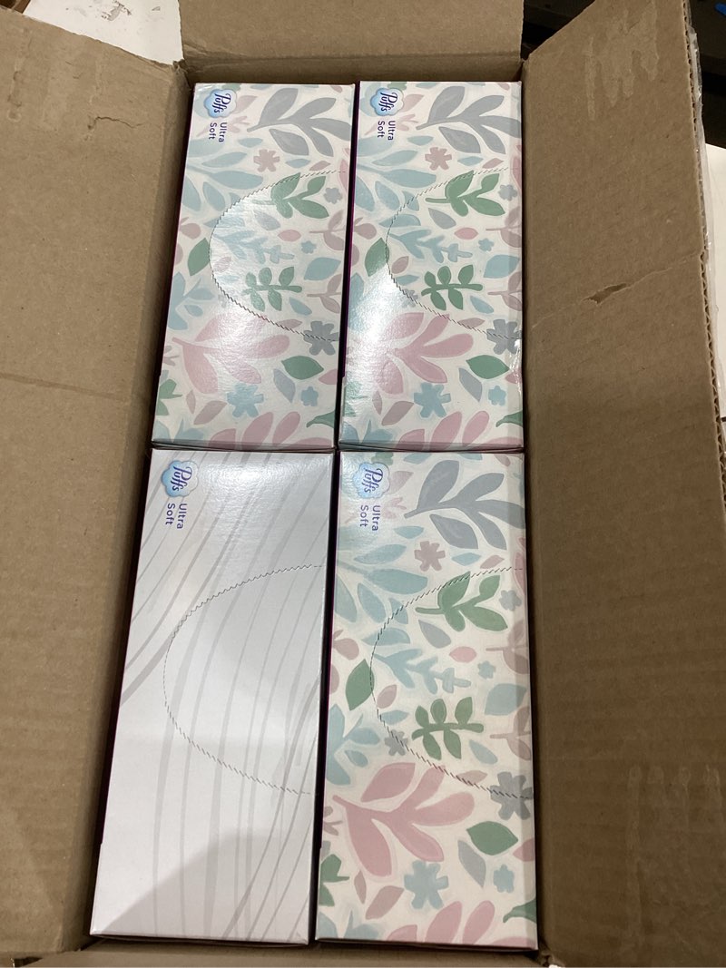 Condition photo showing New/Like New for Puffs Ultra Soft Non-Lotion Facial Tissue, 8 Family Boxes, 124 Facial Tissues per Box 124 Count (Pack of 8)