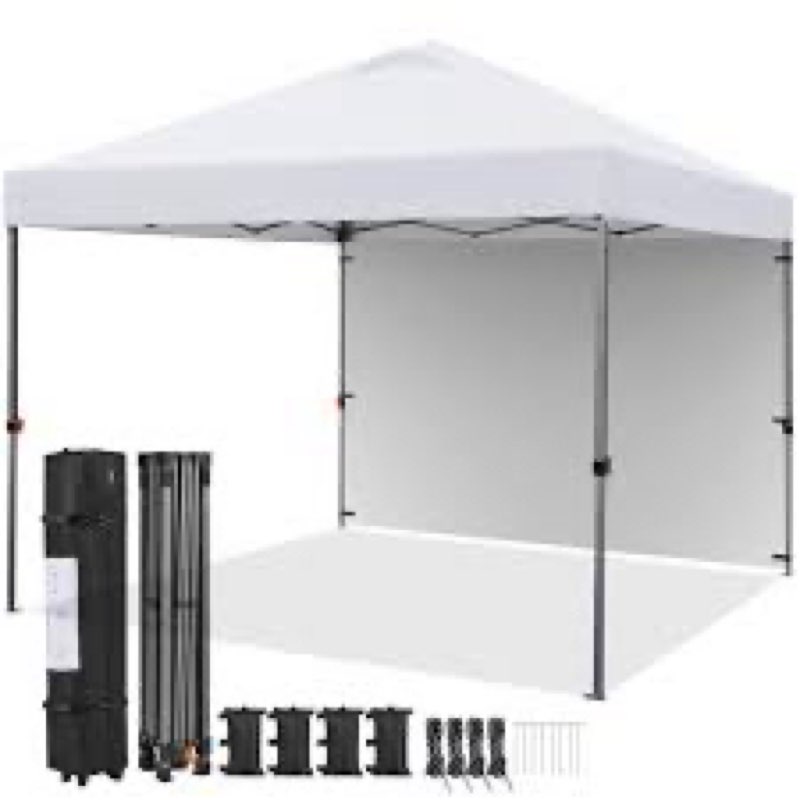 Yaheetech 10x10 Pop up Canopy Tent w/1 Sidewall, Instant Commercial 150D Silver Coated Fabric Outdoo