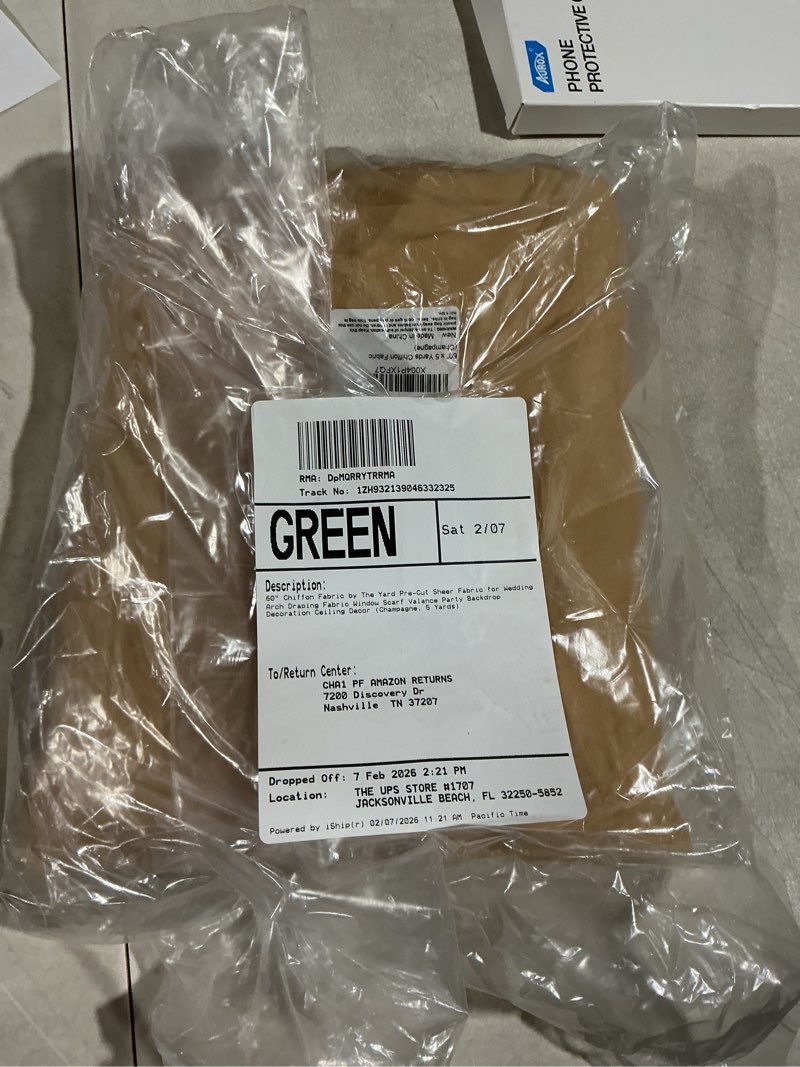 Condition photo showing Good Condition for 60" Chiffon Fabric by The Yard Pre-Cut Sheer Fabric for Wedding Arch Draping Fabric Window Scarf Valance Party Backdrop Decoration Ceiling Decor (Champagne, 5 Yards) Champagne 5 Yards