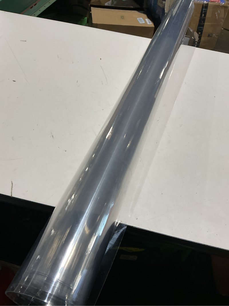 Condition photo showing As Is for necaux custom 46 x 80 inch clear table cover protector, 1.5mm thick wood grain transparent table pad non-slip tablecloth plastic protective pad for dining room table, conference table 46" x 80" clear 1.5mm