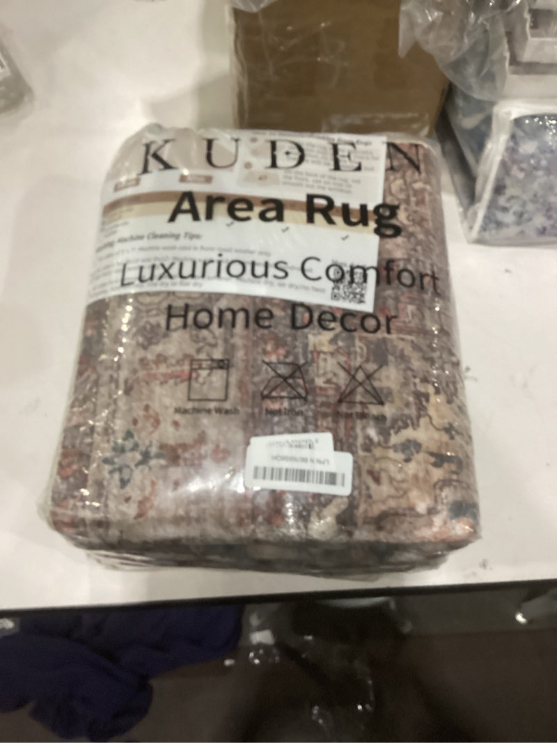 kuden 4x6 area rug, machine washable area rug with non-slip backing, vintage style, soft, easy clean