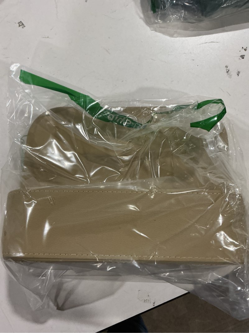 Condition photo showing New/Like New for Car Cup Holder, Auto Front Seat Organizer, Multifunctional Cup Drink Holders with PU Leather Cover, Gap Filler Storage Box Coin Bucket Console Side Pocket Cell Mobile Phone Holder (Beige)