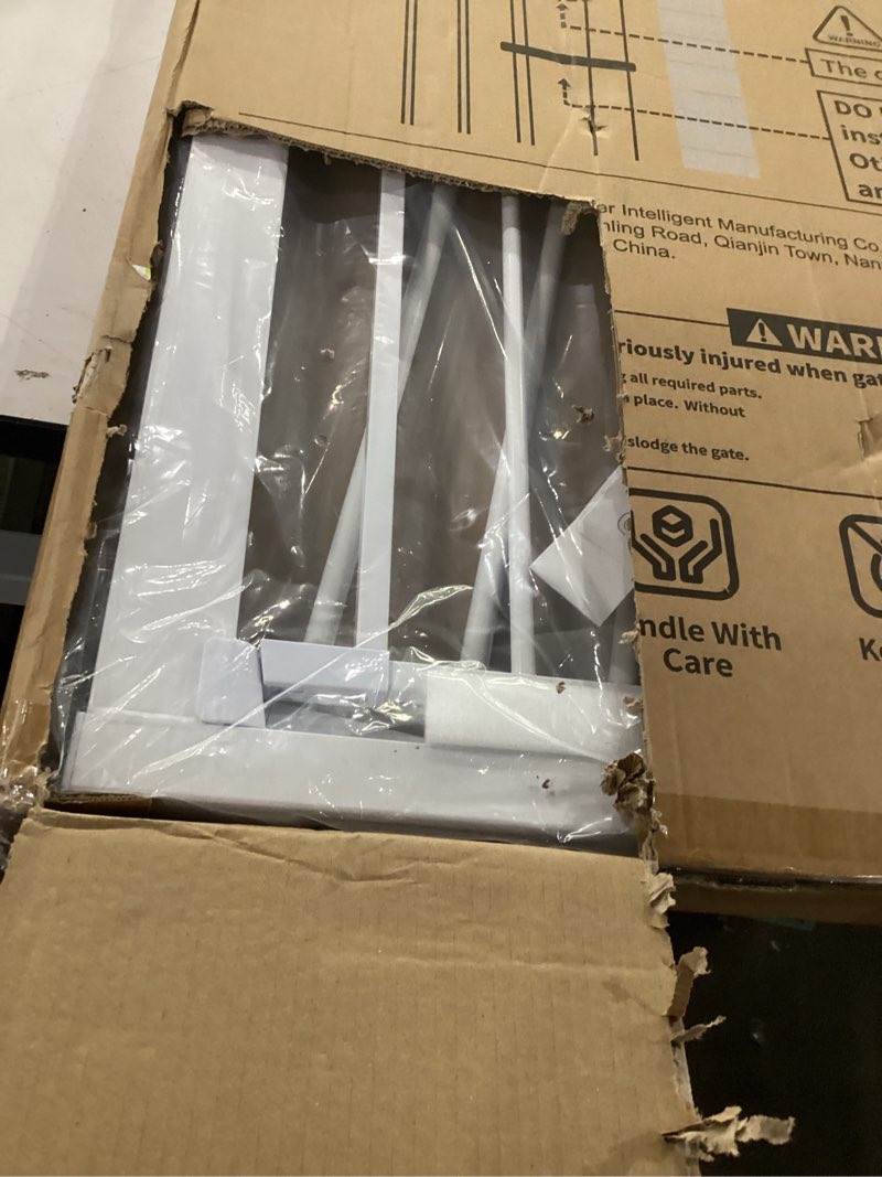 Condition photo showing Good Condition for cumbor 36" extra tall baby gate for stairs, 29.7-48" wide dog gates for doorways, auto close safety gate for babies and pets, easy install, pressure mounted, fits doorways, stairs, entryways, white white 29.7-48"w x 36"h