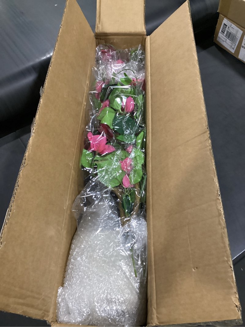 Condition photo showing New/Like New for yepdin 47.3 inch artificial bougainvillea tree?faux flowers plants with white decorative planter,fake tree for living room,porch, garden, indoors & outdoorsm120 3ft 11in