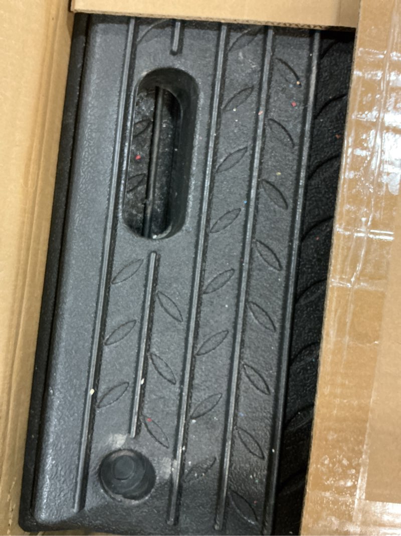 Condition photo showing Good Condition for 5.0" rise rubber threshold ramp for doorway/cars, step/stair rubber ramp with with non-slip surface for wheelchairs/curb/shed, 2200pounds load capacity. 5.0inch