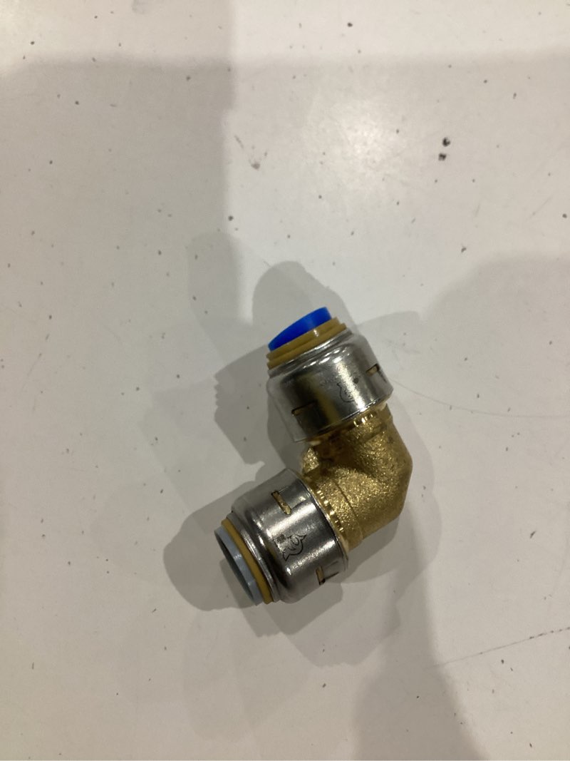 Condition photo showing As Is for sharkbite max 1/2-in push-to-connect polybutylene transition 90-degree elbow