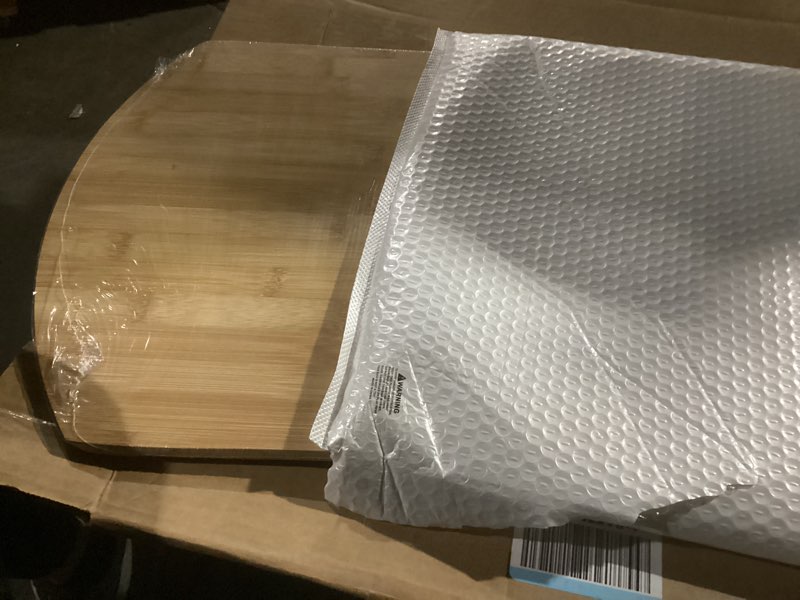 Condition photo showing As Is for iqhlxn pizza peel 14 inch?16" l x 14" w plate, with 8" l wooden handle, 24" overall length?wooden pizza peel.14 in pizza peels (large) 24"l x 14"w