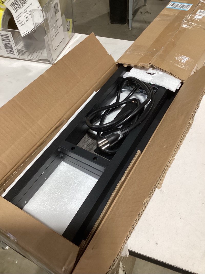 Condition photo showing As Is for SUPERJARE 102 Inch Sofa Table with 2 Power Outlets and USB-C Ports, 5.9 Inch Narrow Console Table with Storage, Extra-Long, for Entryway Hallway Couch Behind Sofa, Small Spaces, Living Room, Grey Charcoal Gray 5.9"D x 102.3"W x 29.7"H