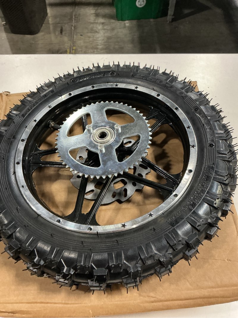 Condition photo showing New/Like New for rear tire disc brake wheel,dirt bike rear wheel rubber metal 2.5?10 with disc sprocket bearing rim tire assembly for mini pit bike