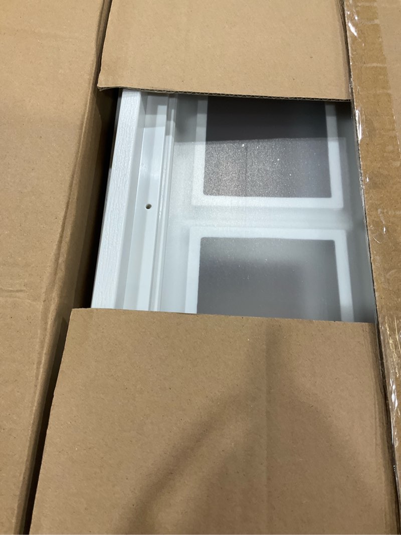 Condition photo showing Good Condition for 2 pack cross garage door windows, 20.7" x 13.8" replacement vinyl window inserts with acrylic transparent panel for garage door, cabins, storage rooms, workshops 2 pack cross design