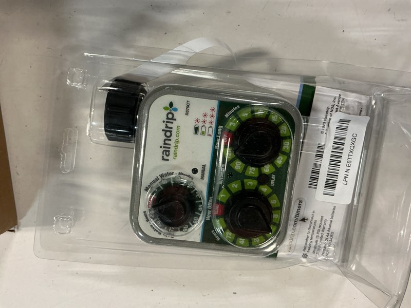 Condition photo showing As Is for raindrip r675ct analog 3-dial water, sprinkler timer with rain delay for drip irrigation, garden, self-watering
